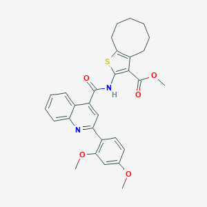 molecular formula C30H30N2O5S B331391 Methyl 2-({[2-(2,4-dimethoxyphenyl)-4-quinolinyl]carbonyl}amino)-4,5,6,7,8,9-hexahydrocycloocta[b]thiophene-3-carboxylate 
