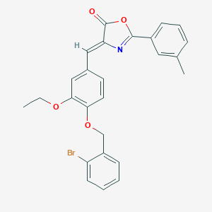 molecular formula C26H22BrNO4 B331392 4-{4-[(2-bromobenzyl)oxy]-3-ethoxybenzylidene}-2-(3-methylphenyl)-1,3-oxazol-5(4H)-one 