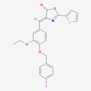 molecular formula C23H18INO4S B331394 4-{3-ethoxy-4-[(4-iodobenzyl)oxy]benzylidene}-2-(2-thienyl)-1,3-oxazol-5(4H)-one 