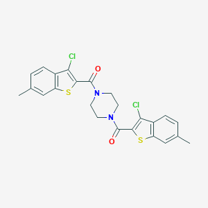 molecular formula C24H20Cl2N2O2S2 B331395 1,4-Bis[(3-chloro-6-methyl-1-benzothien-2-yl)carbonyl]piperazine 