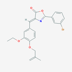 molecular formula C22H20BrNO4 B331396 2-(3-bromophenyl)-4-{3-ethoxy-4-[(2-methyl-2-propenyl)oxy]benzylidene}-1,3-oxazol-5(4H)-one 