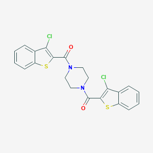 molecular formula C22H16Cl2N2O2S2 B331399 1,4-Bis[(3-chloro-1-benzothien-2-yl)carbonyl]piperazine 