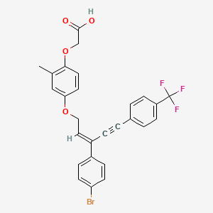 molecular formula C27H20BrF3O4 B3313996 Acetic acid,2-[4-[[(2Z)-3-(4-bromophenyl)-5-[4-(trifluoromethyl)phenyl]-2-penten-4-yn-1-yl]oxy]-2-methylphenoxy]- CAS No. 948997-13-5