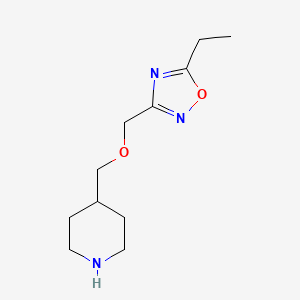 molecular formula C11H19N3O2 B3314004 5-Ethyl-3-((piperidin-4-ylmethoxy)methyl)-1,2,4-oxadiazole CAS No. 949100-22-5
