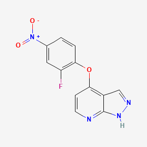 molecular formula C12H7FN4O3 B3314030 1H-Pyrazolo[3,4-b]pyridine, 4-(2-fluoro-4-nitrophenoxy)- CAS No. 949556-53-0