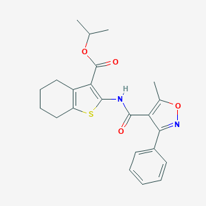 molecular formula C23H24N2O4S B331405 Isopropyl 2-{[(5-methyl-3-phenyl-4-isoxazolyl)carbonyl]amino}-4,5,6,7-tetrahydro-1-benzothiophene-3-carboxylate 