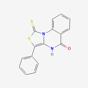 molecular formula C16H10N2OS2 B3314093 3-phenyl-1-thioxo[1,3]thiazolo[3,4-a]quinazolin-5(4H)-one CAS No. 950258-82-9