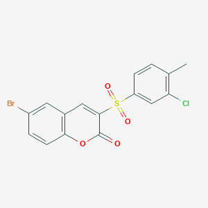 molecular formula C16H10BrClO4S B3314107 6-bromo-3-((3-chloro-4-methylphenyl)sulfonyl)-2H-chromen-2-one CAS No. 950259-02-6