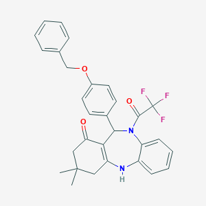 molecular formula C30H27F3N2O3 B331412 11-[4-(benzyloxy)phenyl]-3,3-dimethyl-10-(trifluoroacetyl)-2,3,4,5,10,11-hexahydro-1H-dibenzo[b,e][1,4]diazepin-1-one 