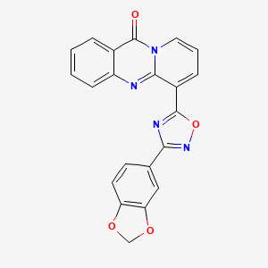 molecular formula C21H12N4O4 B3314129 6-(3-(benzo[d][1,3]dioxol-5-yl)-1,2,4-oxadiazol-5-yl)-11H-pyrido[2,1-b]quinazolin-11-one CAS No. 950265-44-8