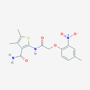 molecular formula C16H17N3O5S B331416 2-[({2-Nitro-4-methylphenoxy}acetyl)amino]-4,5-dimethyl-3-thiophenecarboxamide 