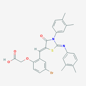 molecular formula C28H25BrN2O4S B331417 [4-Bromo-2-({3-(3,4-dimethylphenyl)-2-[(3,4-dimethylphenyl)imino]-4-oxo-1,3-thiazolidin-5-ylidene}methyl)phenoxy]acetic acid 