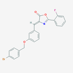 molecular formula C23H15BrFNO3 B331418 4-{3-[(4-bromobenzyl)oxy]benzylidene}-2-(2-fluorophenyl)-1,3-oxazol-5(4H)-one 