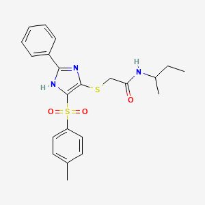 molecular formula C22H25N3O3S2 B3314201 N-(sec-butyl)-2-((2-phenyl-4-tosyl-1H-imidazol-5-yl)thio)acetamide CAS No. 950396-66-4