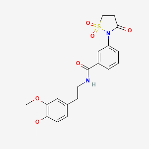 molecular formula C20H22N2O6S B3314207 N-(3,4-dimethoxyphenethyl)-3-(1,1-dioxido-3-oxoisothiazolidin-2-yl)benzamide CAS No. 950414-00-3