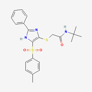 molecular formula C22H25N3O3S2 B3314208 N-(tert-butyl)-2-((2-phenyl-4-tosyl-1H-imidazol-5-yl)thio)acetamide CAS No. 950420-87-8