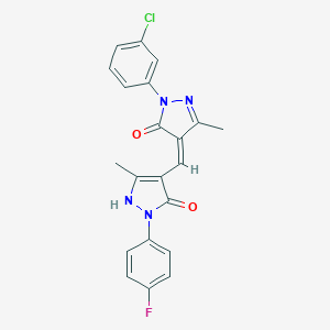 molecular formula C21H16ClFN4O2 B331422 4-{[1-(3-chlorophenyl)-5-hydroxy-3-methyl-1H-pyrazol-4-yl]methylene}-2-(4-fluorophenyl)-5-methyl-2,4-dihydro-3H-pyrazol-3-one 