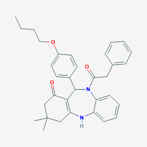 molecular formula C33H36N2O3 B331424 11-(4-butoxyphenyl)-3,3-dimethyl-10-(phenylacetyl)-2,3,4,5,10,11-hexahydro-1H-dibenzo[b,e][1,4]diazepin-1-one 