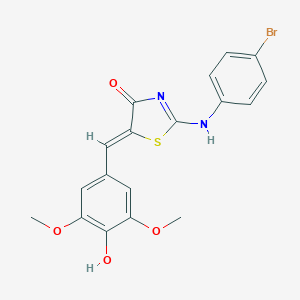 molecular formula C18H15BrN2O4S B331426 (5Z)-2-(4-bromoanilino)-5-[(4-hydroxy-3,5-dimethoxyphenyl)methylidene]-1,3-thiazol-4-one 