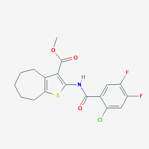 molecular formula C18H16ClF2NO3S B331431 methyl 2-[(2-chloro-4,5-difluorobenzoyl)amino]-5,6,7,8-tetrahydro-4H-cyclohepta[b]thiophene-3-carboxylate 