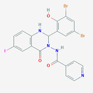 N-(2-(3,5-dibromo-2-hydroxyphenyl)-6-iodo-4-oxo-1,4-dihydro-3(2H)-quinazolinyl)isonicotinamide