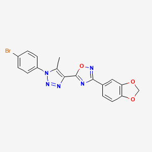 molecular formula C18H12BrN5O3 B3314325 3-(1,3-benzodioxol-5-yl)-5-[1-(4-bromophenyl)-5-methyl-1H-1,2,3-triazol-4-yl]-1,2,4-oxadiazole CAS No. 951511-38-9