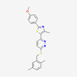 molecular formula C24H23N3OS2 B3314334 5-(6-((2,5-Dimethylbenzyl)thio)pyridazin-3-yl)-2-(4-methoxyphenyl)-4-methylthiazole CAS No. 951535-82-3