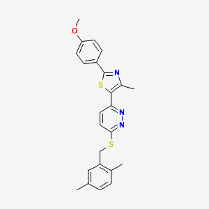 molecular formula C24H23N3OS2 B3314334 3-{[(2,5-dimethylphenyl)methyl]sulfanyl}-6-[2-(4-methoxyphenyl)-4-methyl-1,3-thiazol-5-yl]pyridazine CAS No. 951535-82-3