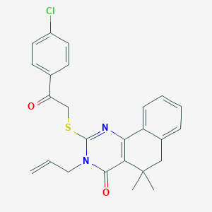 molecular formula C25H23ClN2O2S B331436 3-allyl-2-{[2-(4-chlorophenyl)-2-oxoethyl]sulfanyl}-5,5-dimethyl-5,6-dihydrobenzo[h]quinazolin-4(3H)-one 