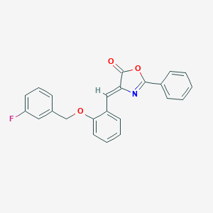 molecular formula C23H16FNO3 B331438 4-{2-[(3-fluorobenzyl)oxy]benzylidene}-2-phenyl-1,3-oxazol-5(4H)-one 