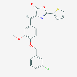 molecular formula C22H16ClNO4S B331439 4-{4-[(3-chlorobenzyl)oxy]-3-methoxybenzylidene}-2-(2-thienyl)-1,3-oxazol-5(4H)-one 
