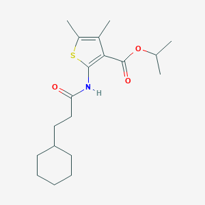 molecular formula C19H29NO3S B331440 Isopropyl 2-[(3-cyclohexylpropanoyl)amino]-4,5-dimethyl-3-thiophenecarboxylate 