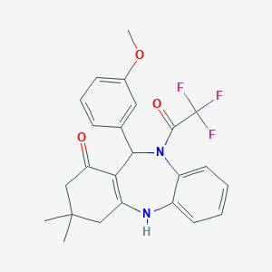molecular formula C24H23F3N2O3 B331444 11-(3-methoxyphenyl)-3,3-dimethyl-10-(trifluoroacetyl)-2,3,4,5,10,11-hexahydro-1H-dibenzo[b,e][1,4]diazepin-1-one 