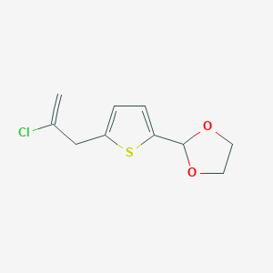 molecular formula C10H11ClO2S B3314444 2-Chloro-3-(5-(1,3-dioxolan-2-YL)-2-thienyl)-1-propene CAS No. 951886-23-0