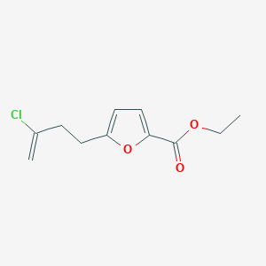 molecular formula C11H13ClO3 B3314468 2-Chloro-4-(5-ethoxycarbonyl-2-furanyl)-1-butene CAS No. 951886-38-7