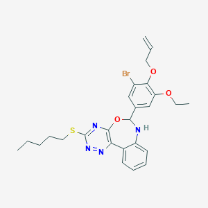 molecular formula C26H29BrN4O3S B331459 6-[4-(Allyloxy)-3-bromo-5-ethoxyphenyl]-3-(pentylsulfanyl)-6,7-dihydro[1,2,4]triazino[5,6-d][3,1]benzoxazepine 