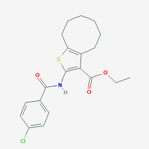 molecular formula C20H22ClNO3S B331468 Ethyl 2-[(4-chlorobenzoyl)amino]-4,5,6,7,8,9-hexahydrocycloocta[b]thiophene-3-carboxylate 