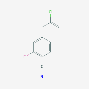 molecular formula C10H7ClFN B3314684 2-Chloro-3-(4-cyano-3-fluorophenyl)-1-propene CAS No. 951888-53-2