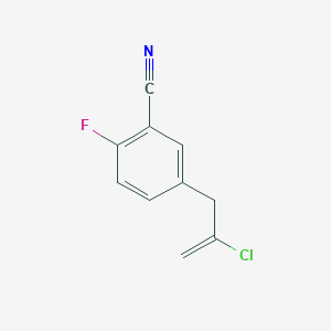molecular formula C10H7ClFN B3314702 2-Chloro-3-(3-cyano-4-fluorophenyl)-1-propene CAS No. 951888-62-3