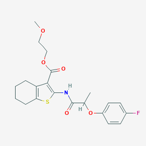 molecular formula C21H24FNO5S B331471 2-Methoxyethyl 2-{[2-(4-fluorophenoxy)propanoyl]amino}-4,5,6,7-tetrahydro-1-benzothiophene-3-carboxylate 