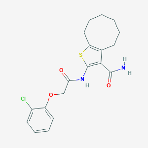 molecular formula C19H21ClN2O3S B331474 2-{[(2-Chlorophenoxy)acetyl]amino}-4,5,6,7,8,9-hexahydrocycloocta[b]thiophene-3-carboxamide 