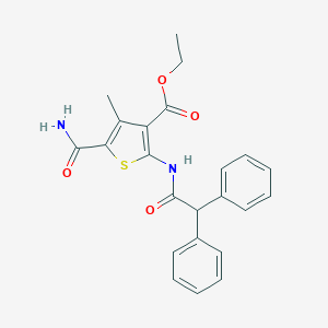 molecular formula C23H22N2O4S B331475 Ethyl 5-carbamoyl-2-[(diphenylacetyl)amino]-4-methylthiophene-3-carboxylate 