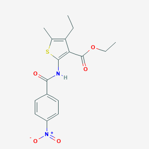 molecular formula C17H18N2O5S B331480 Ethyl 4-ethyl-2-({4-nitrobenzoyl}amino)-5-methyl-3-thiophenecarboxylate 