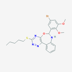 molecular formula C23H25BrN4O3S B331486 6-(5-Bromo-2,3-dimethoxyphenyl)-3-(pentylsulfanyl)-6,7-dihydro[1,2,4]triazino[5,6-d][3,1]benzoxazepine 