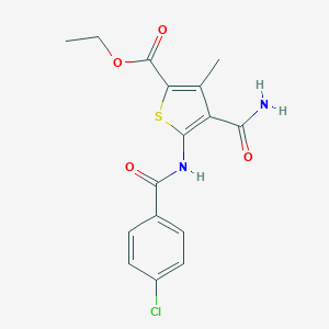 molecular formula C16H15ClN2O4S B331489 Ethyl 4-(aminocarbonyl)-5-[(4-chlorobenzoyl)amino]-3-methylthiophene-2-carboxylate 