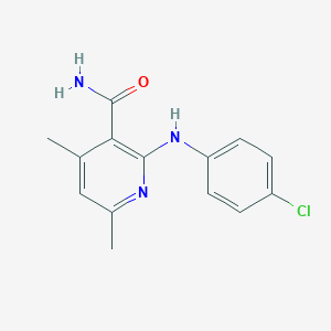 molecular formula C14H14ClN3O B331496 2-[(4-Chlorophenyl)amino]-4,6-dimethylpyridine-3-carboxamide 