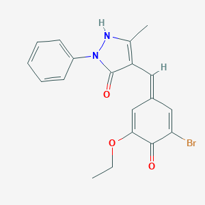 4-[(E)-(3-bromo-5-ethoxy-4-oxocyclohexa-2,5-dien-1-ylidene)methyl]-5-methyl-2-phenyl-1H-pyrazol-3-one