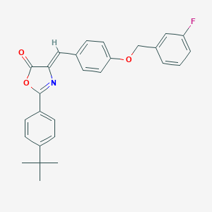 molecular formula C27H24FNO3 B331498 2-(4-tert-butylphenyl)-4-{4-[(3-fluorobenzyl)oxy]benzylidene}-1,3-oxazol-5(4H)-one 