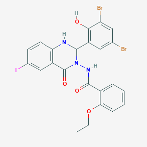 molecular formula C23H18Br2IN3O4 B331503 N-(2-(3,5-dibromo-2-hydroxyphenyl)-6-iodo-4-oxo-1,4-dihydro-3(2H)-quinazolinyl)-2-ethoxybenzamide 