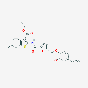 molecular formula C28H31NO6S B331508 Ethyl 2-({5-[(4-allyl-2-methoxyphenoxy)methyl]-2-furoyl}amino)-6-methyl-4,5,6,7-tetrahydro-1-benzothiophene-3-carboxylate 